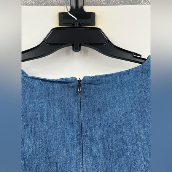 Talbots Chambray Blue Denim Flounce 3/4 Sleeve Shift Dress Women Size 10 - Picture 6 of 9